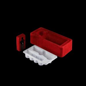Quality Customized disposable PP pet PVC PS flocking plastic black/white plastic blister tray for food cosmetics wholesale