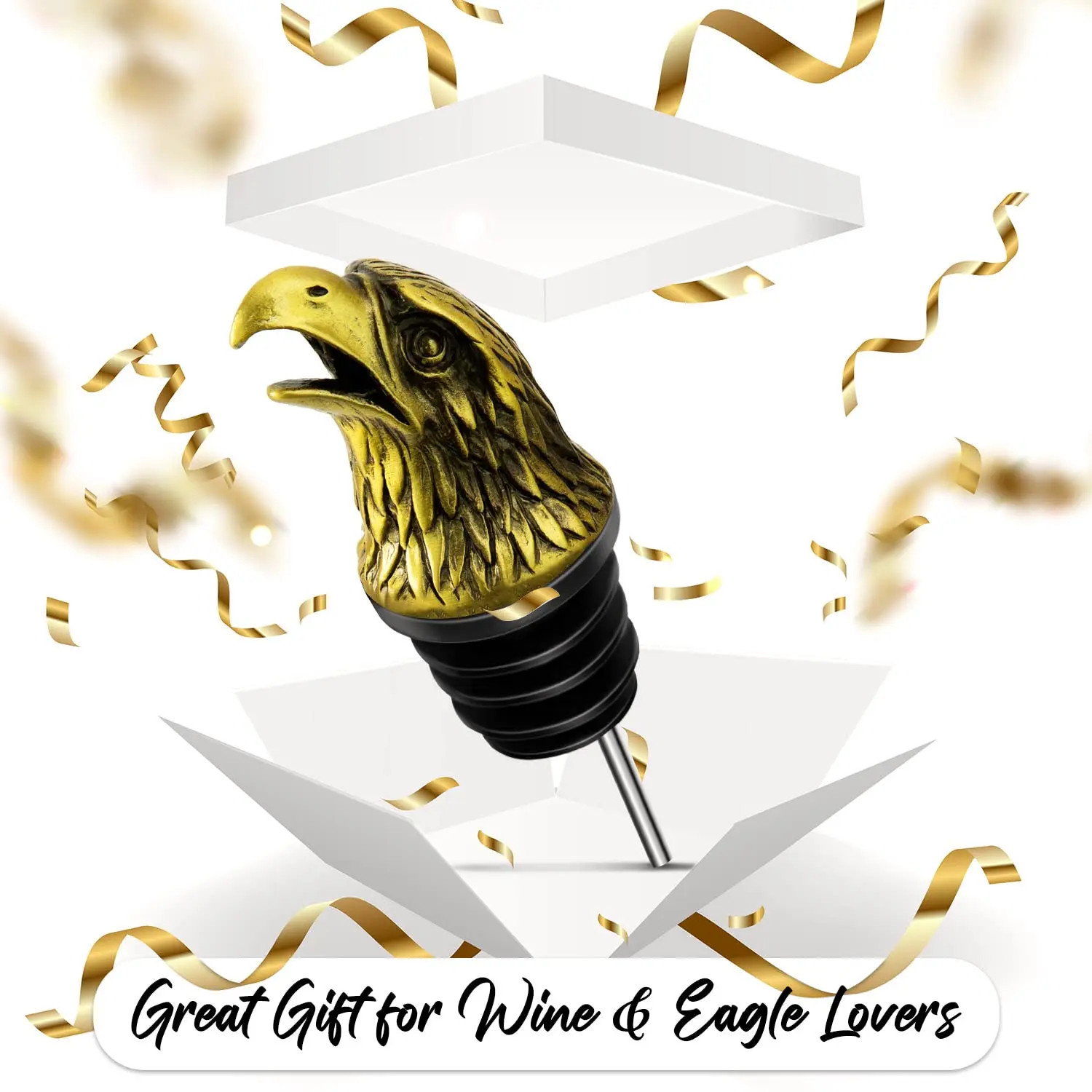 Zinc Alloy Stainless Steel Animal Bottle Pourer Eagle Head Wine Pourer
