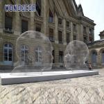 Outdoor metal art abstract hollow wire mesh human head stainless steel sculpture