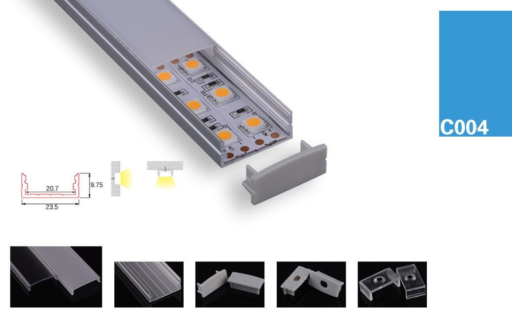 led strips aluminum profile 7-30mm width clear milky cover customized length sliver waterproof rigid strip bar led light