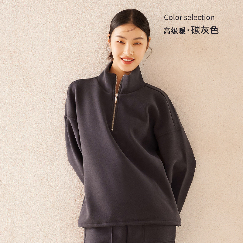 Hoodie Women&prime;s Winter New Windproof Waterproof Warm Top Thickened Heat Storage Stand-up Collar Loose Casual Coat Women