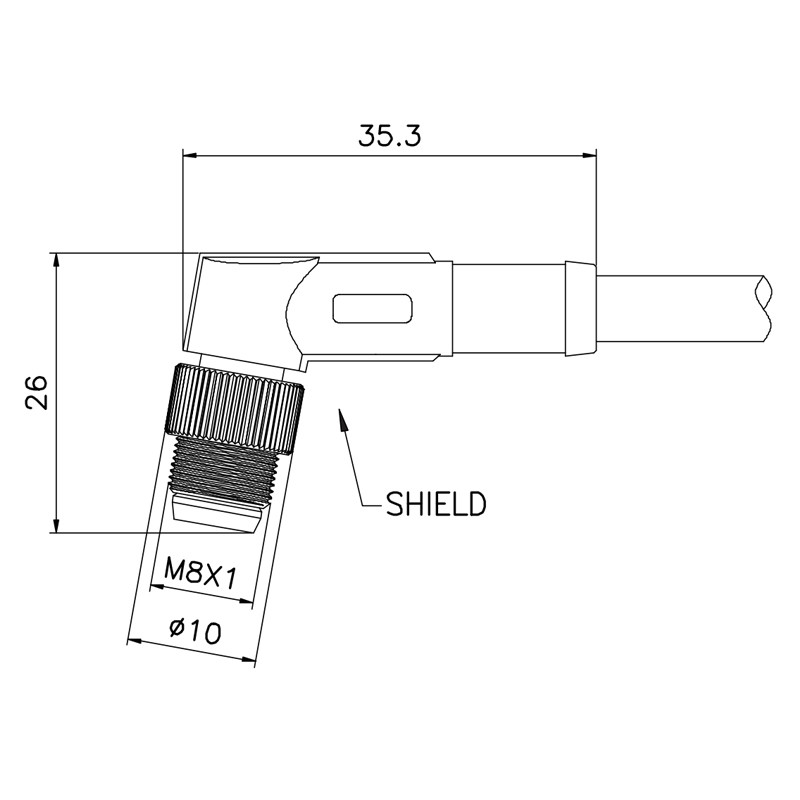 RIGOAL M8 Waterproof Connector 3 Pins Male 90 Degree Shielded Circular Cable Connectors