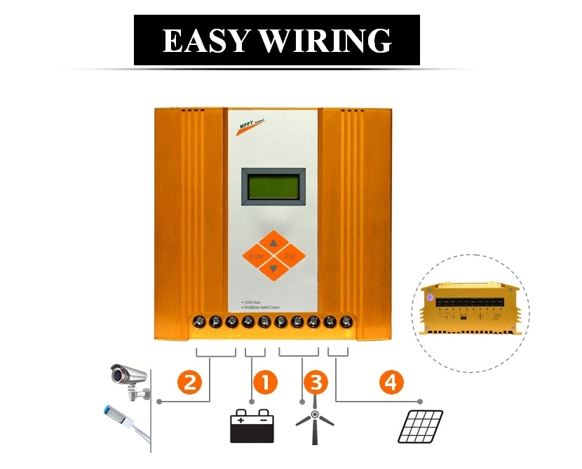 100-600W 12V Solar And Wind Controller Top Solar PWM LCD CE IEC Certificated
