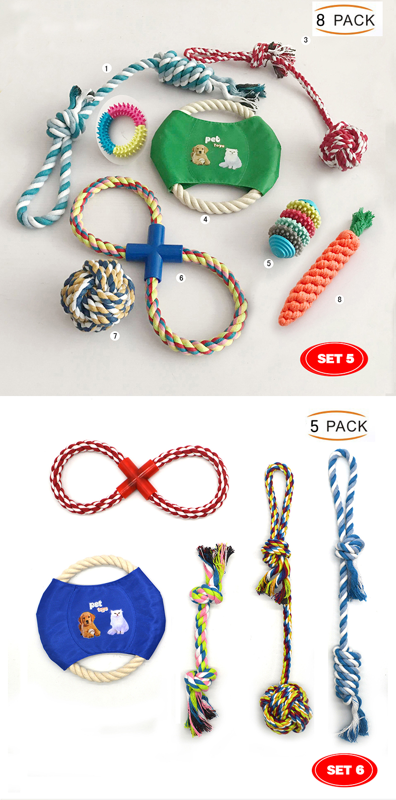 OEM ODM Cotton Indestructible Dog Rope Toys For Aggressive Chewers