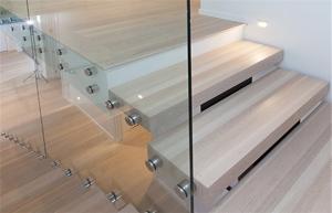 Quality Modern Straight Flight Staircase 12mm Tempered Glass Railing Indoor Decoration wholesale