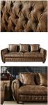 Dark Brown High End Soft Leather Sofa High Density Foam / Sponge For Living Room