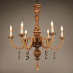 Rustic wood and iron chandelier for indoor home Lighting (WH-CI-68)