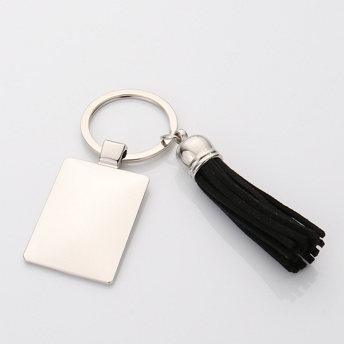 Blank Sublimation Round Keyring Ornament With Tassel Lovers Gifts Creative Metal Keyring