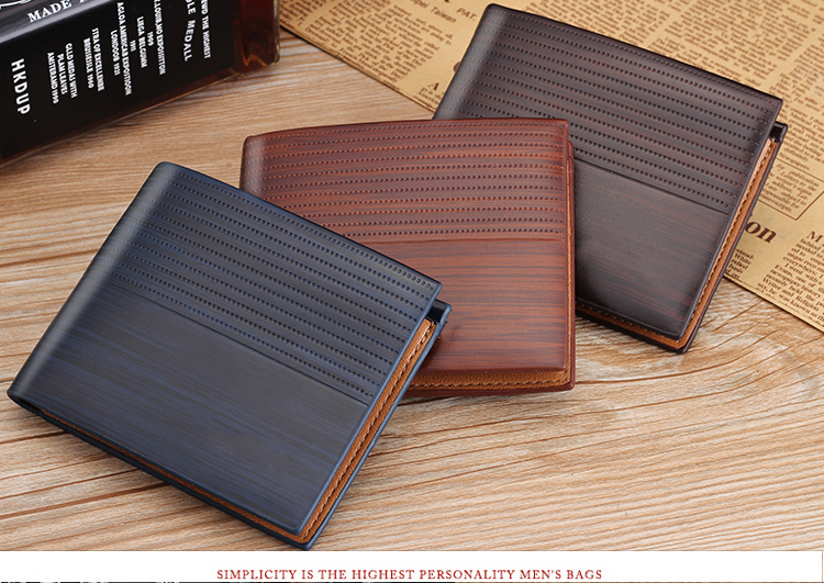 Designer Logo Men's Slim Wallet Waterproof PU Leather with Short Money Purses and Holders