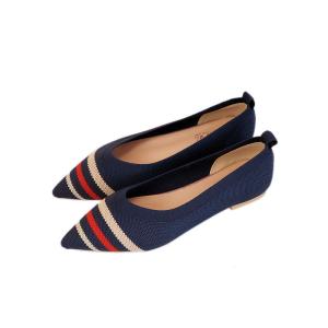 Quality 3d Knitted Vamp Womens Flat Leather Shoes Modern Style Fashionable wholesale