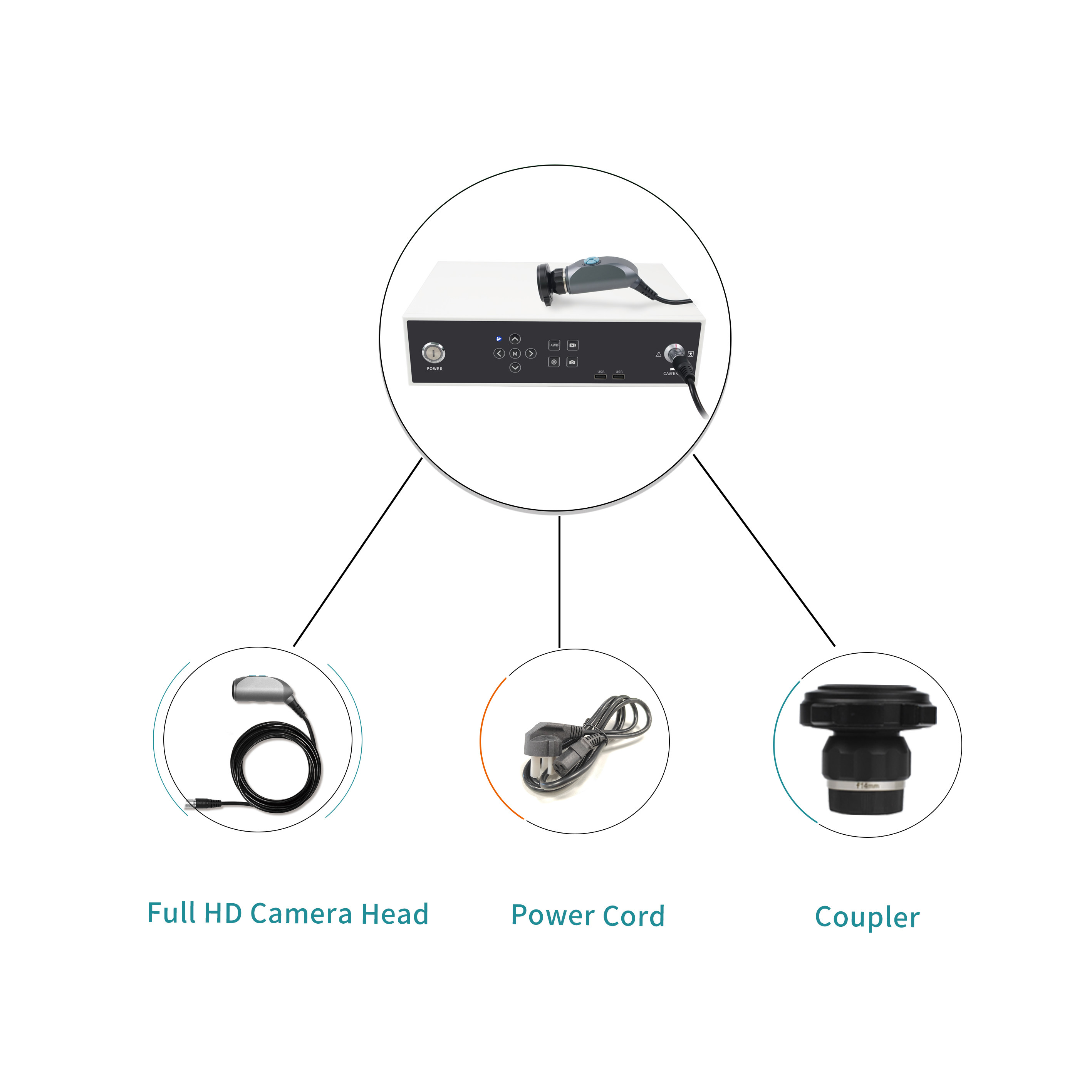 Professional Black FHD 1080P Medical Laparoscopic Camera System With Video Recording Function
