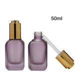 Frosted 70-120g Serum Dropper Bottles 50ml Square Glass Bottles
