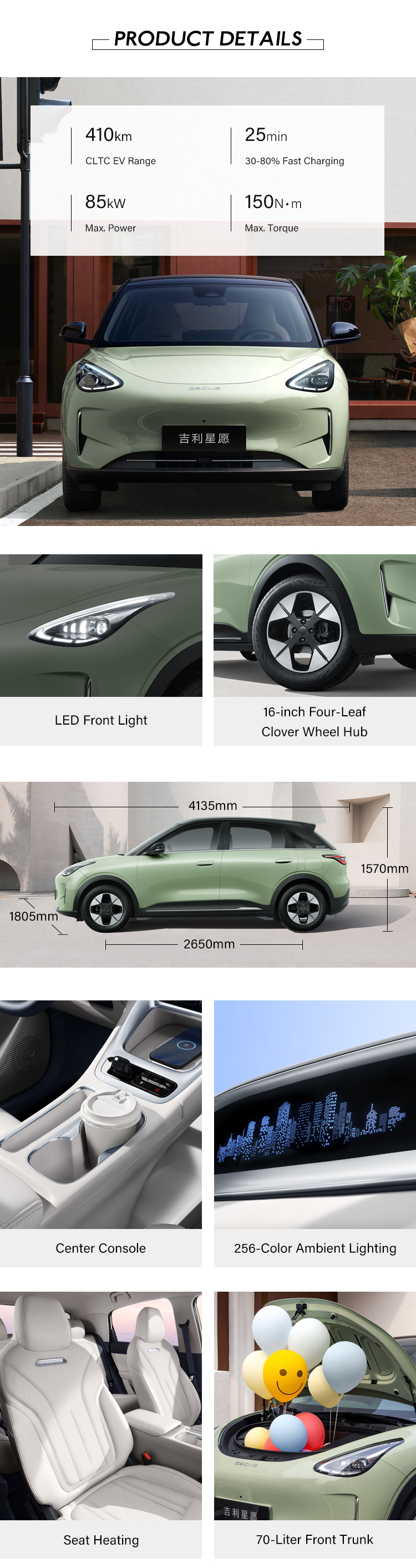 5-Door 5-Seater Sedan The Ideal Choice for Your Business Needs 2024 Geely Xingyuan Mini Electric Car