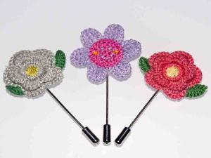 Quality Knitted Fabric Handmade Flower Brooch 1.77*3.54 Inch For Suit Wedding Groom wholesale
