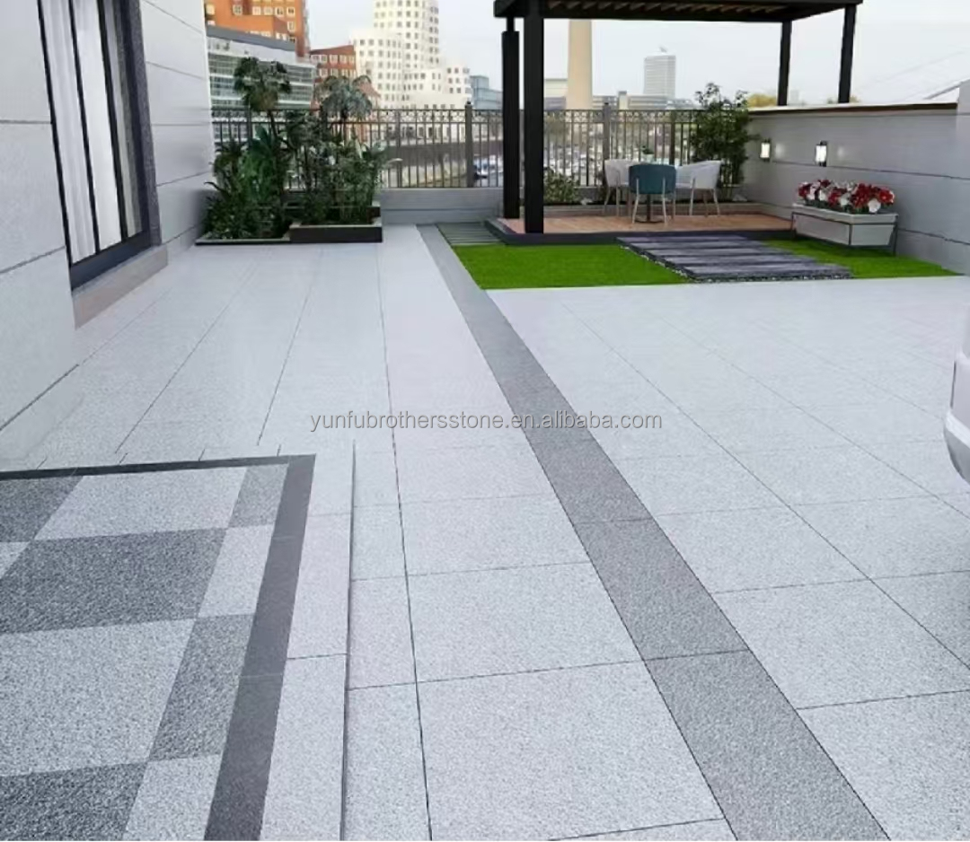 Brothers Stone Flamed Grey Granite Slab Paving Tiles for Honed Natural Stone Driveway