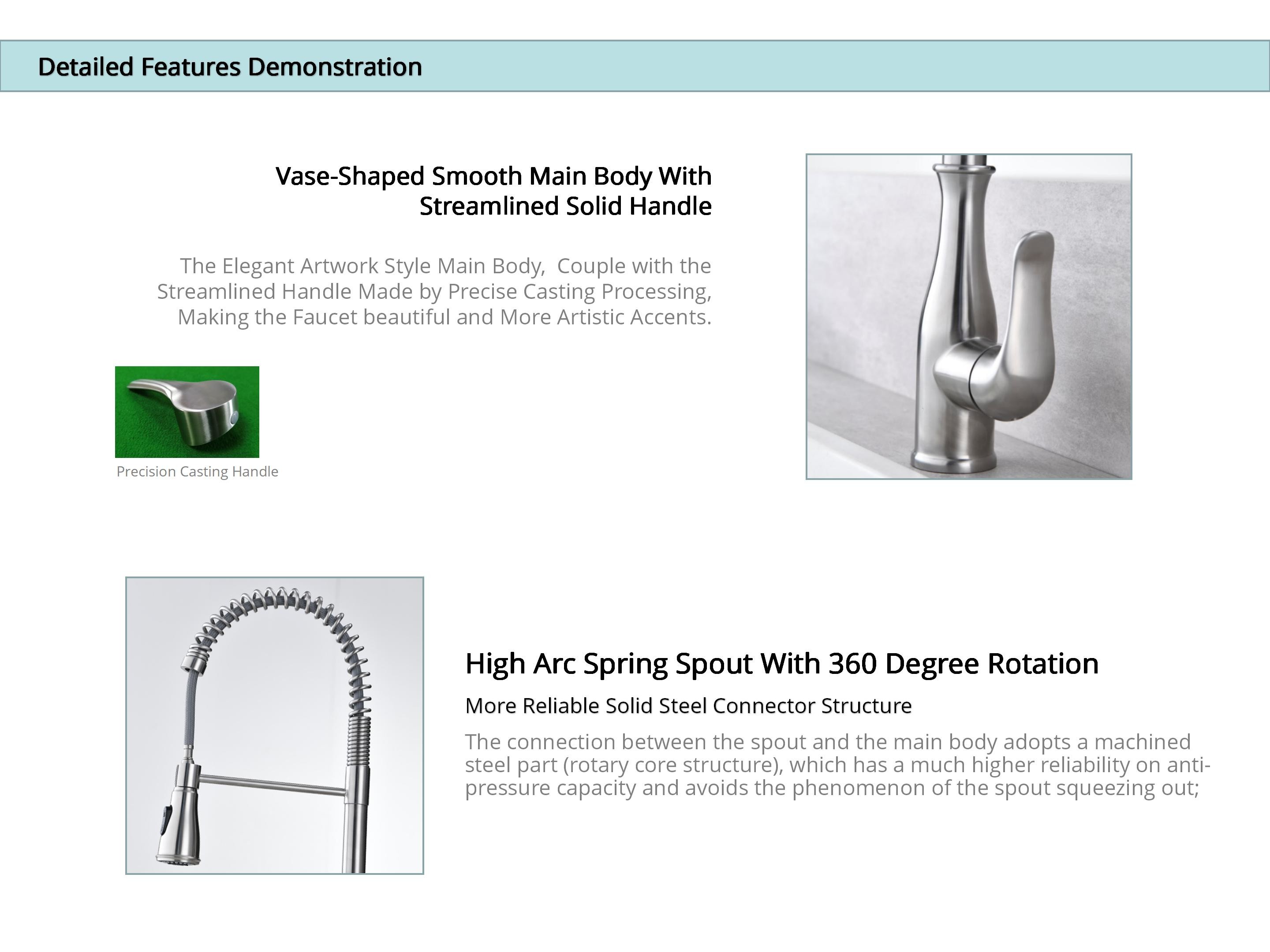 SUS304 Stainless Steel Single Lever Kitchen Faucet PEX hose