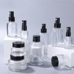 100ml Push Transparent Lotion Bottle Cream Refillable Glass Perfume Bottle