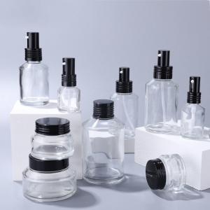 Quality 100ml Push Transparent Lotion Bottle Cream Refillable Glass Perfume Bottle wholesale