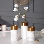 Decorative Flower Vase Marble Home Decor Vase Modern Decor Accessories White