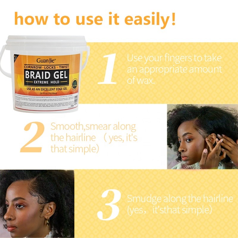 Natural Organic Conditioning Shining Braid Gel Edge Control Strong Hold Hair Gel Flexible Non Flaking Loc Twist Gel