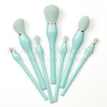Light Green Wood Handle 7pcs Face Makeup Brush Set With Bag Long Lasting