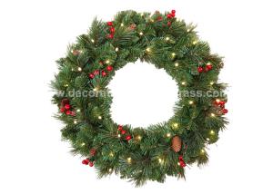 Quality 24'' PVC Plastic Artificial Flower Christmas Berry Wreath UV-Resistant wholesale