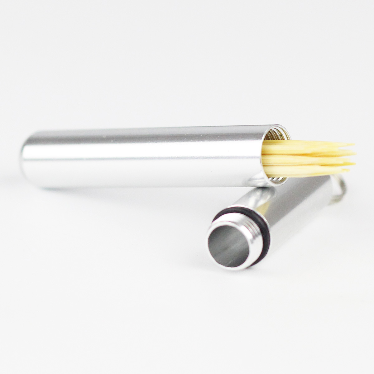 Pocket Toothpick Holder Metal Pill Case with Key Ring Portable Toothpick