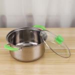 Quality Stainless Steel 5pcs Cookware Set Soup Pot for Cooking with Green Handle