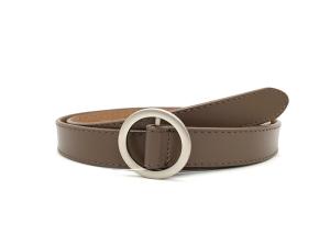 Quality Taupe Color Women's Fashion Leather Belts With Simple Silver Round Buckle 2.5cm wholesale