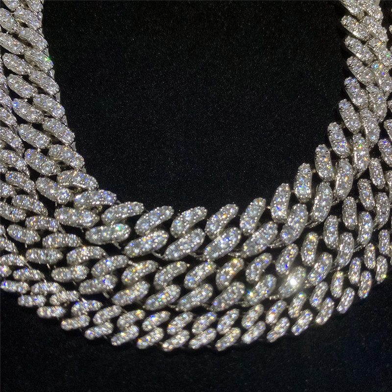 Custom Moissanite Cuban Link Chain Bracelet Jewelry Sterling Silver Hip Hop For Women