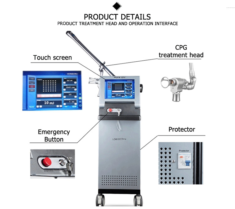 Hot Sale 10.4 Inch true color LCD touch screen 10600 nm wavelength fractional co2 dot laser machine