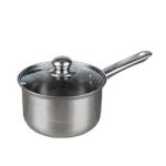 18cm Long handle stainless steel 410 milk pot cooking cookware with glass lid