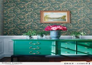 Quality Pvc Vinyl Rustic Floral Wallpaper , Moisture Proof Home Furnishing Wallpaper wholesale