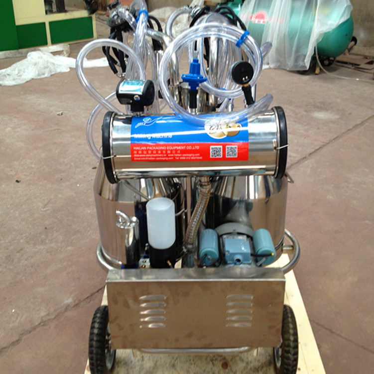 Double Buckets Mobile Milk Pump Machine / Portable Milking Machine 25L * 2