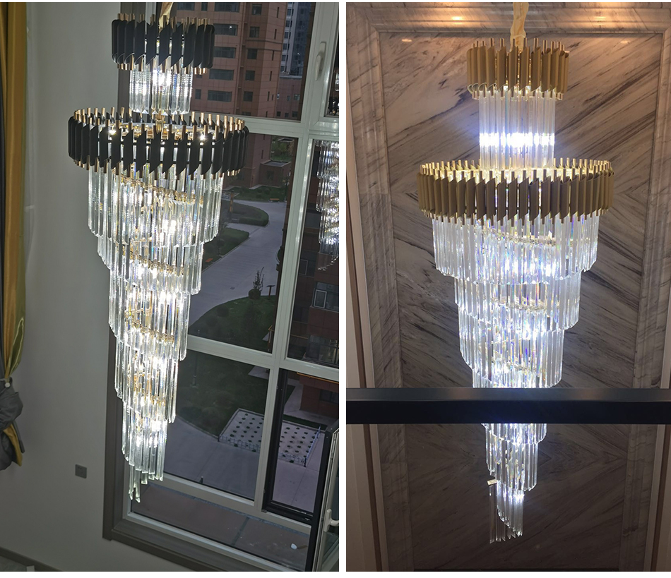 Large Top Long Crystal Led Chandeliers Hotel Hall Living Room luxury lights(WH-NC-48)