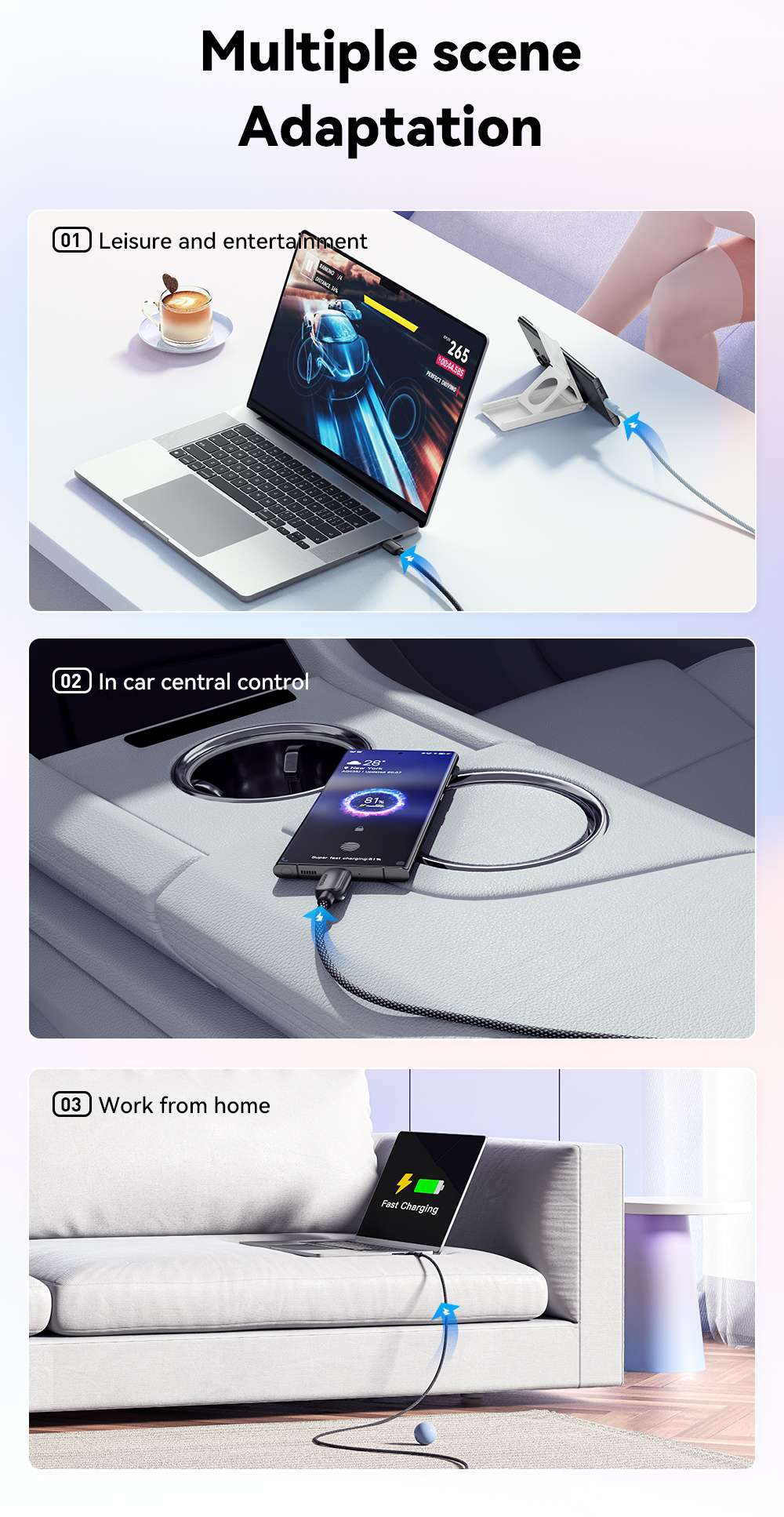 ESSAGER ES-X46 Series Type C To Type C Cable Fast Charging 100W