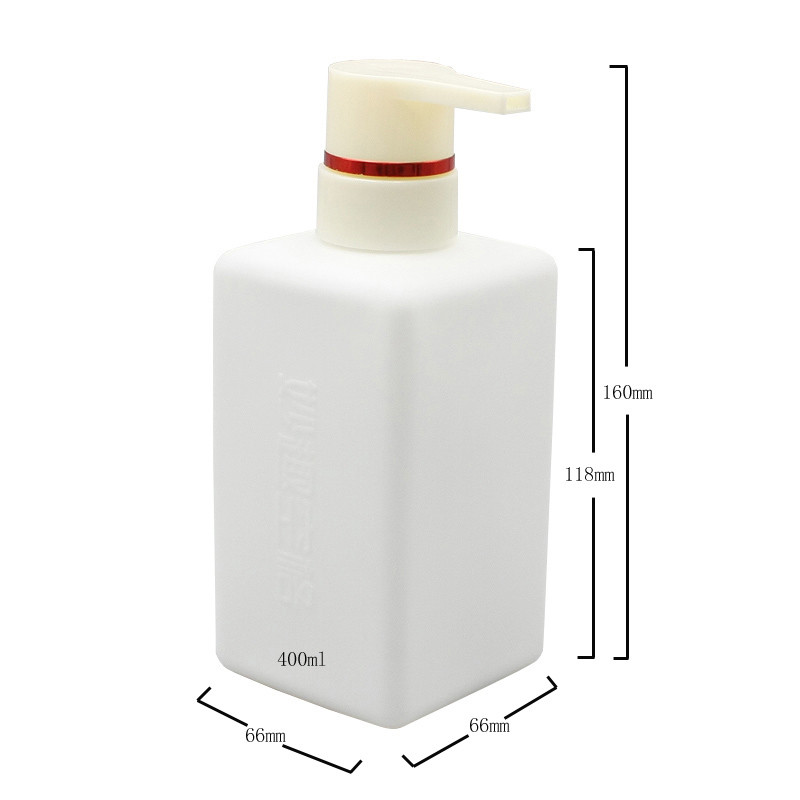 HDPE 400ml Square Body Lotion Hand Sanitizer Pump Bottles