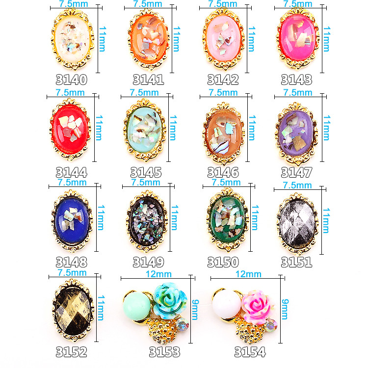 Hot NEW Wholesale Alloy Jewelry 3D Nail Art Jewelry Nail rhinestones Sticker Supplier Number ML3140-3154