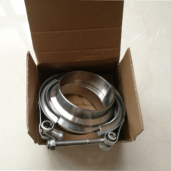 Universal Car Exhaust Down Pipe 2" Stainless Steel 304 V Band Clamp with 2 Flange Easy to Install and Durable