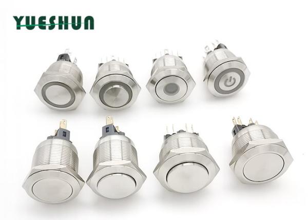 22mm 25mm Stainless Steel Push Button Switch , Round Push Button Switch Power
