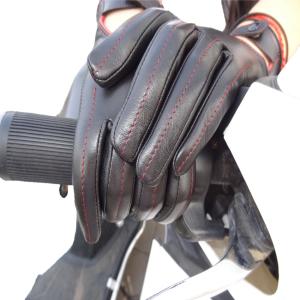 Quality Full Fingers Motorbike Leather Driving Gloves With Knitted Fabric Cuff wholesale