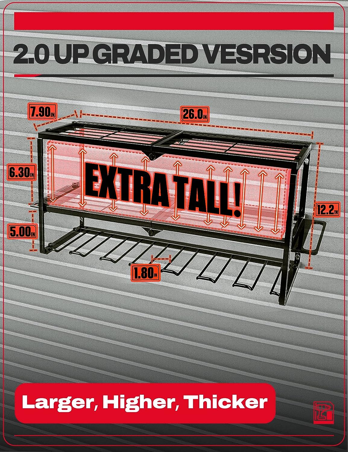 4 Layer Metal Power Tool Storage Rack Wall Mount Drill Holder for Garage Organization