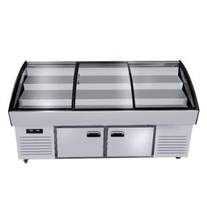 Quality Seafood Barbecue Fruit Fishing Preservation Display Cases Glass Ladder Ice Table wholesale
