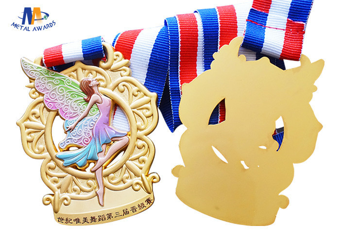 Custom Cut Out Dancing Medal Feature The Dancer In Colorful Painting With Wings