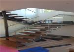 U / Y / L Shaped Open Tread Wood Stairs , Building Floating Stairs Easy Assembly