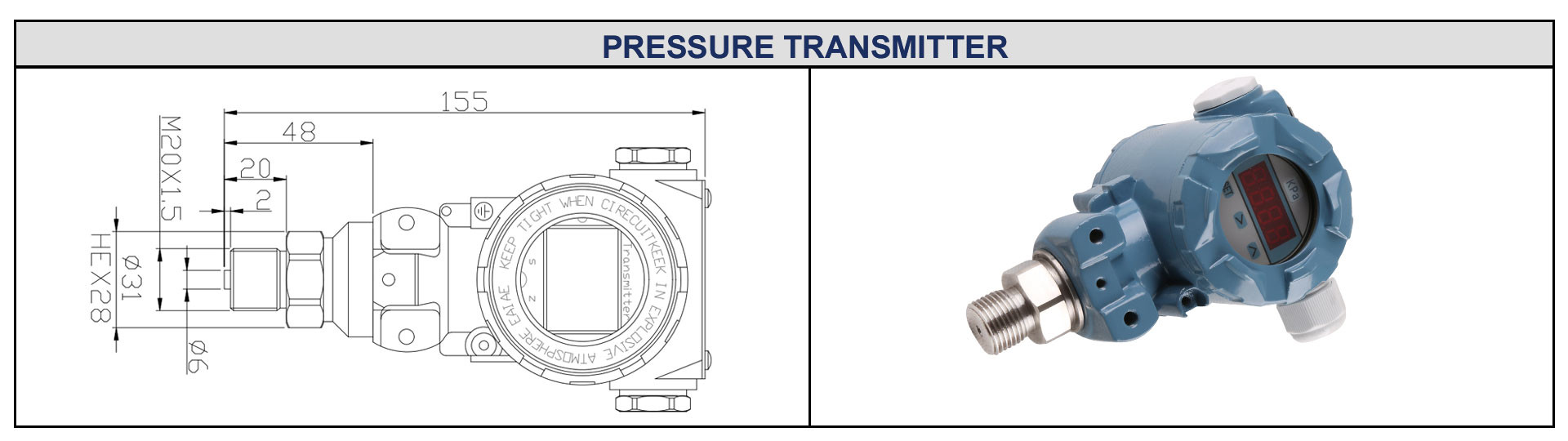 Digital Pressure Transmitter OEM Pressure Transmitter Pressure Transmitter With Display