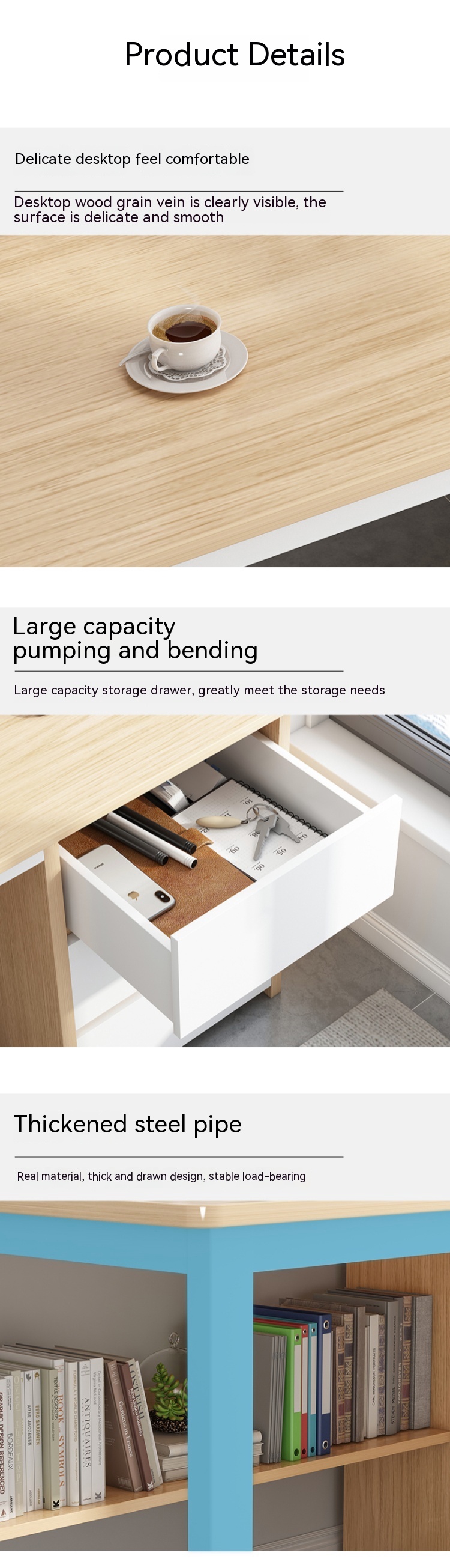 Modern Simple Office Desk with Drawer Customized Colors and Surface Material Other