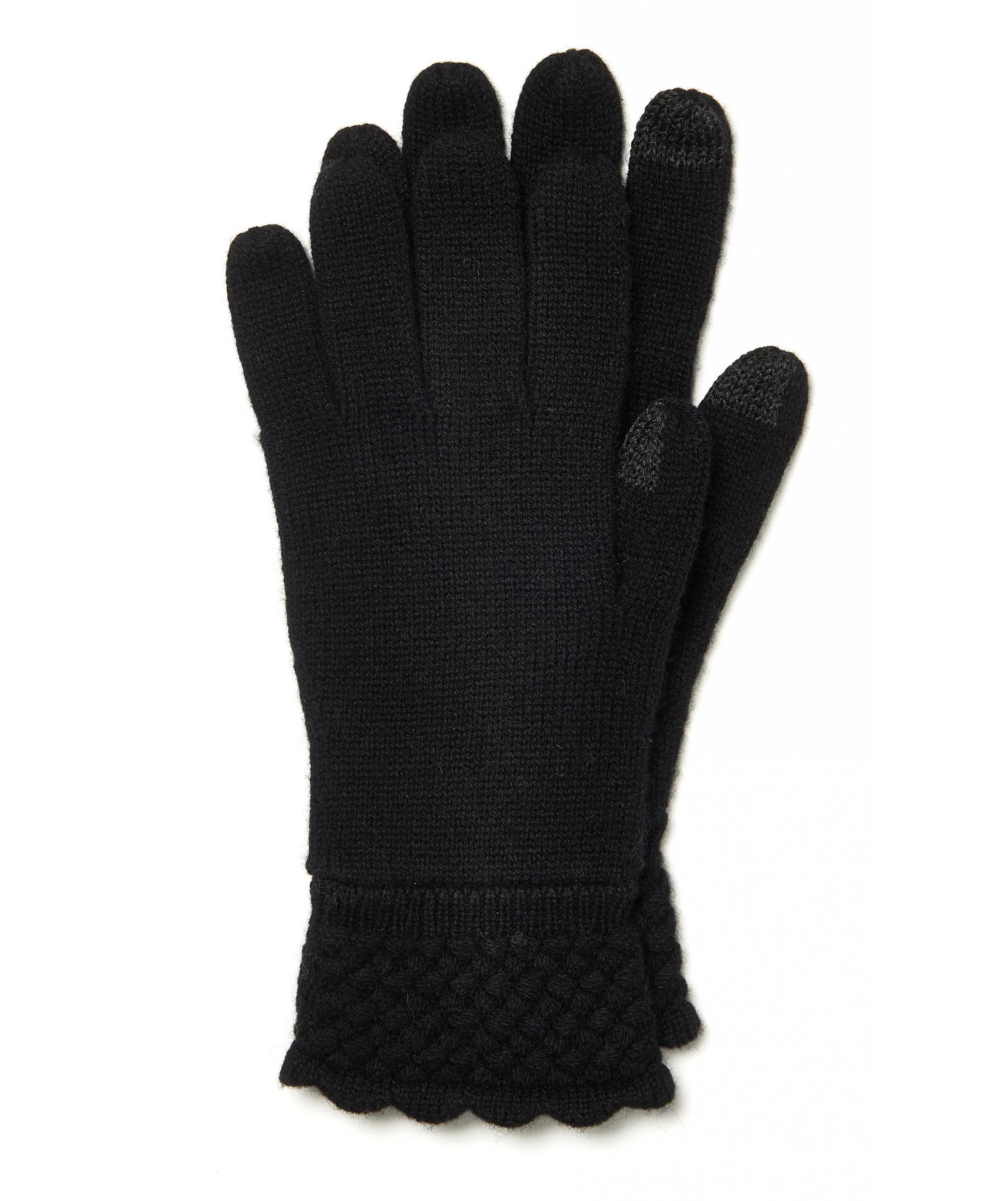 Jacquard Cuff Knitted Gloves With Fingers Pure Color Lattice Stitch Custom Design