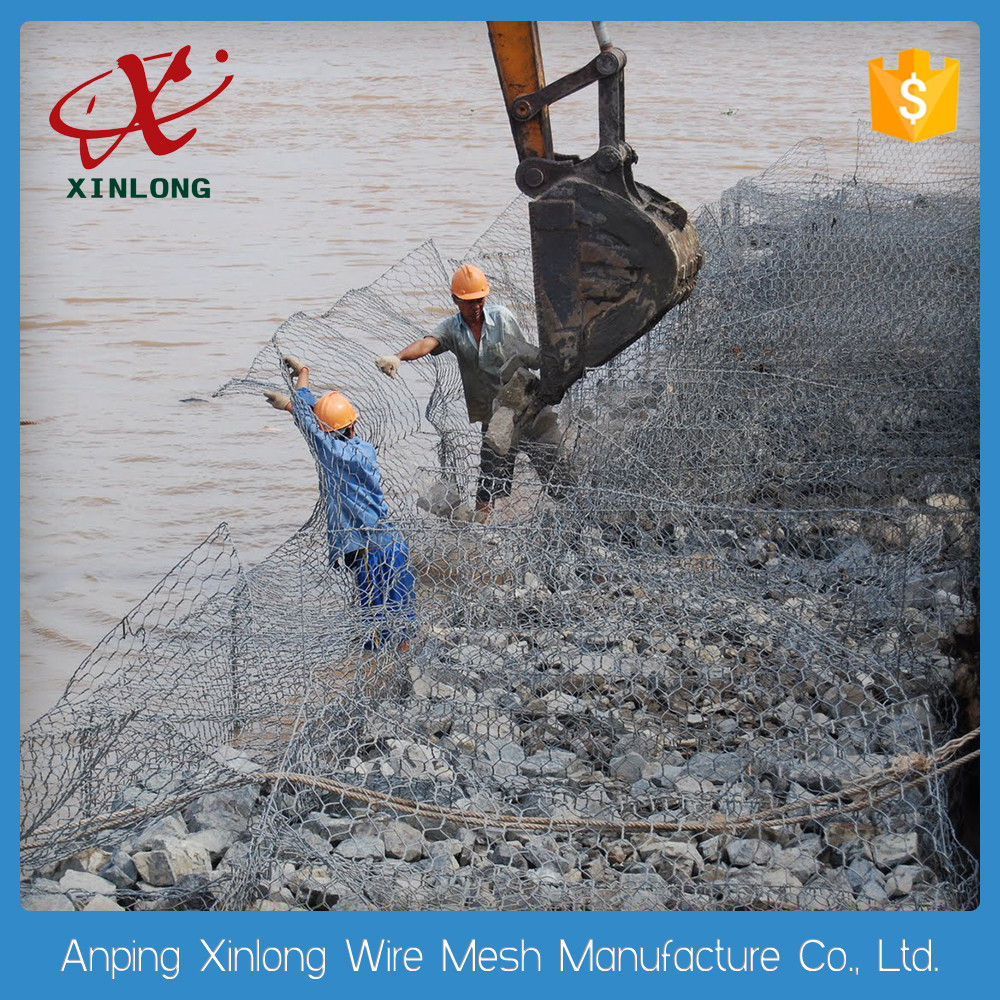 Galvanized Double Twisted Gabion Wire Mesh Panels For Preventing Rock Breaking
