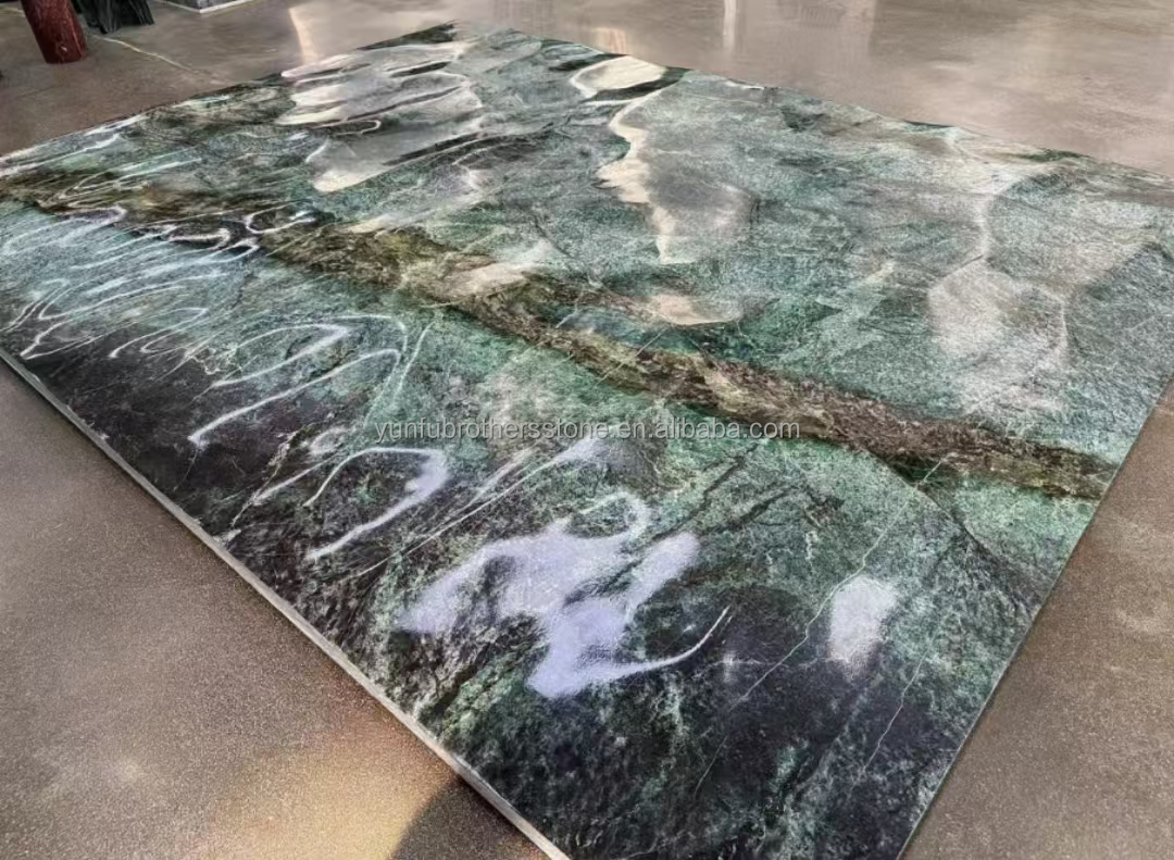 Natural Stone Cat's Eye Green Big Slab Dining Table Top for Villa Interior Decoration